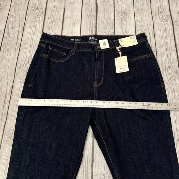 a.n.a-Tall Womens Mid Rise Slim Fit Bootcut Leg Dark Blue Jean Size 18 TALL - Picture 4 of 12
